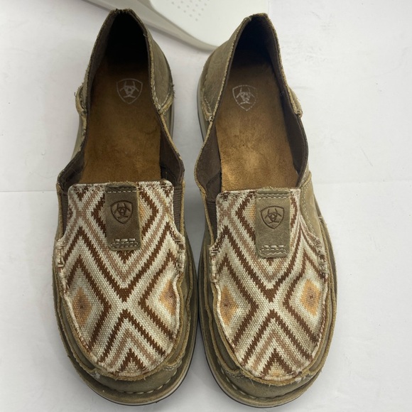 Ariat Brown and Cream Patterned Loafers - Picture 4 of 6